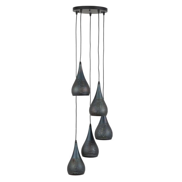 Modera - Hanglamp 5x Ø15 getrapt punch - Zwart bruin