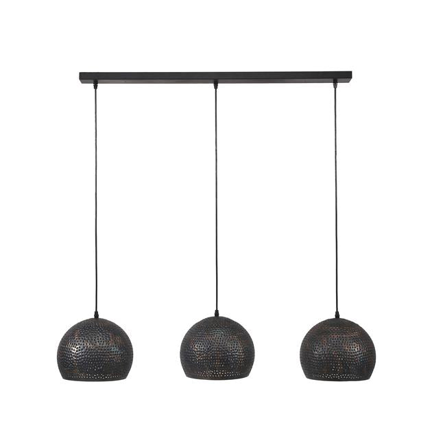 Modera - Hanglamp 3xØ25 punch bol - Zwart bruin