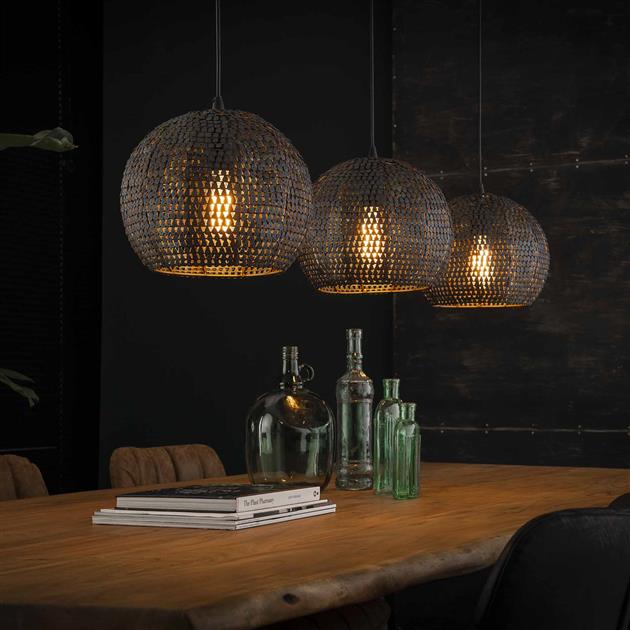 Modera - Hanglamp 3x Ø26 armor half rond - Zwart bruin