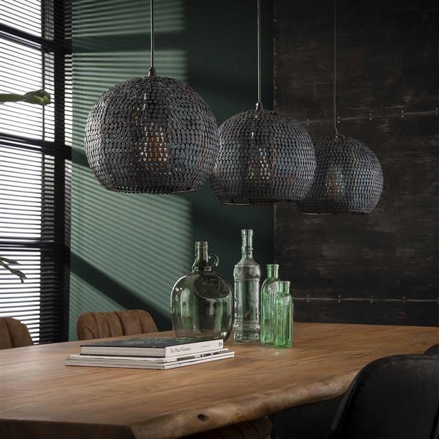 Modera - Hanglamp 3x Ø26 armor half rond - Zwart bruin
