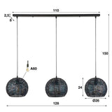 Modera - Hanglamp 3x Ø26 armor half rond - Zwart bruin