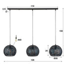 Modera - Hanglamp 3x Ø26 armor half rond - Zwart bruin