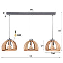 Modera - Hanglamp 3x Ø30 gebogen houten spijlen - Massief mango naturel