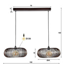 Modera - Hanglamp 2x Ø43 disk wire copper twist - Zwart nikkel