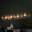 Modera - Hanglamp 4x Ø35 disk wire copper twist - Zwart nikkel