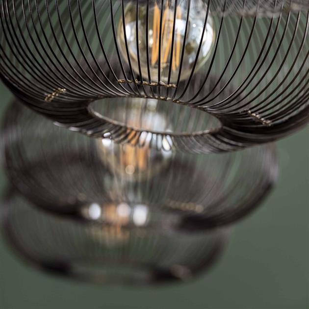 Modera - Hanglamp 4x Ø35 disk wire copper twist / Zwart nikkel