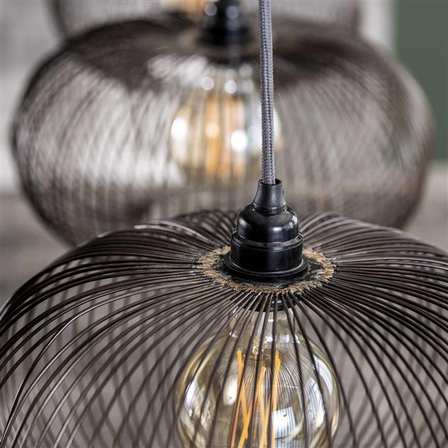 Modera - Hanglamp 4x Ø35 disk wire copper twist - Zwart nikkel