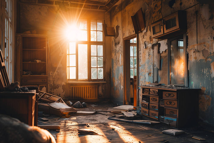 Glasschilderij - Exclusive - Liggend - Herinneringen in Beton Urbex