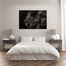 Glasschilderij - Exclusive - Liggend - Leeuwenfamilie 3 Welpjes, de Palmen - Gouden Eeuw Serie