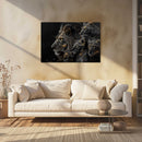 Glasschilderij - Exclusive - Liggend - Leeuwenfamilie 3 Welpjes, de Palmen - Gouden Eeuw Serie