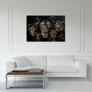 Glasschilderij - Exclusive - Liggend - Leeuwenfamilie 3 Welpjes de Grote Brul - Gouden Eeuw Serie