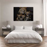 Glasschilderij - Exclusive - Liggend - Leeuwenfamilie 4 Welpen, Zanten - Gouden Eeuw Serie