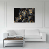 Glasschilderij - Exclusive - Liggend - Leeuwenfamilie 4 Welpen, Bosch - Gouden Eeuw Serie