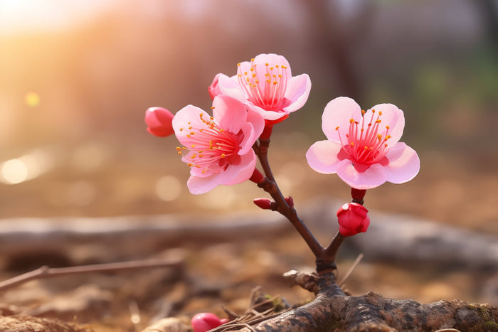 Glasschilderij - Exclusive - Liggend - Kersenbloesem Bloemen