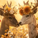 Glasschilderij - Exclusive - Liggend - Hertenliefde Dieren 150x100x0.4 cm