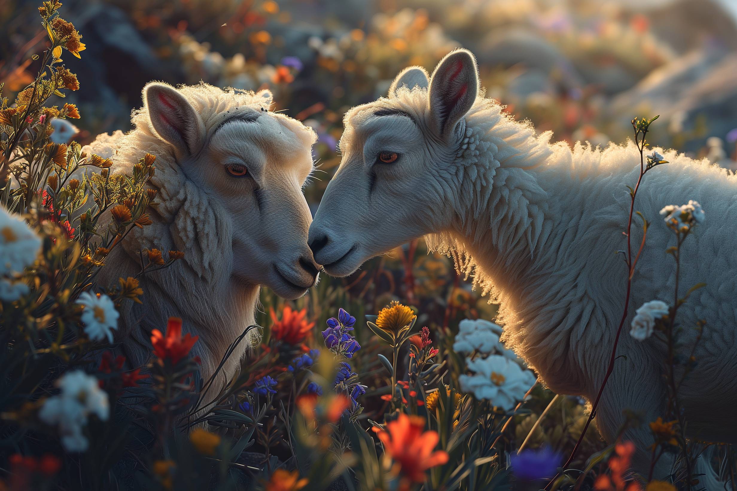 Glasschilderij - Exclusive - Liggend - Schapenliefde 150x100x0.4 cm