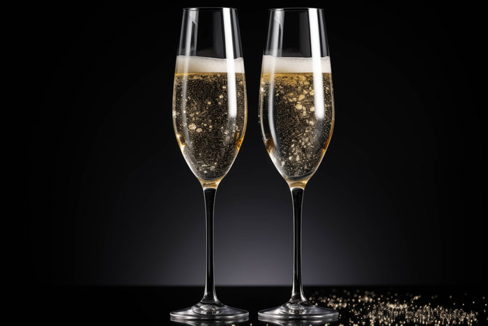 Glasschilderij - Exclusive - Liggend - Champagne Diner