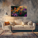 Glasschilderij - Exclusive - Liggend - Viooltjes Bloemen, Geel Paars