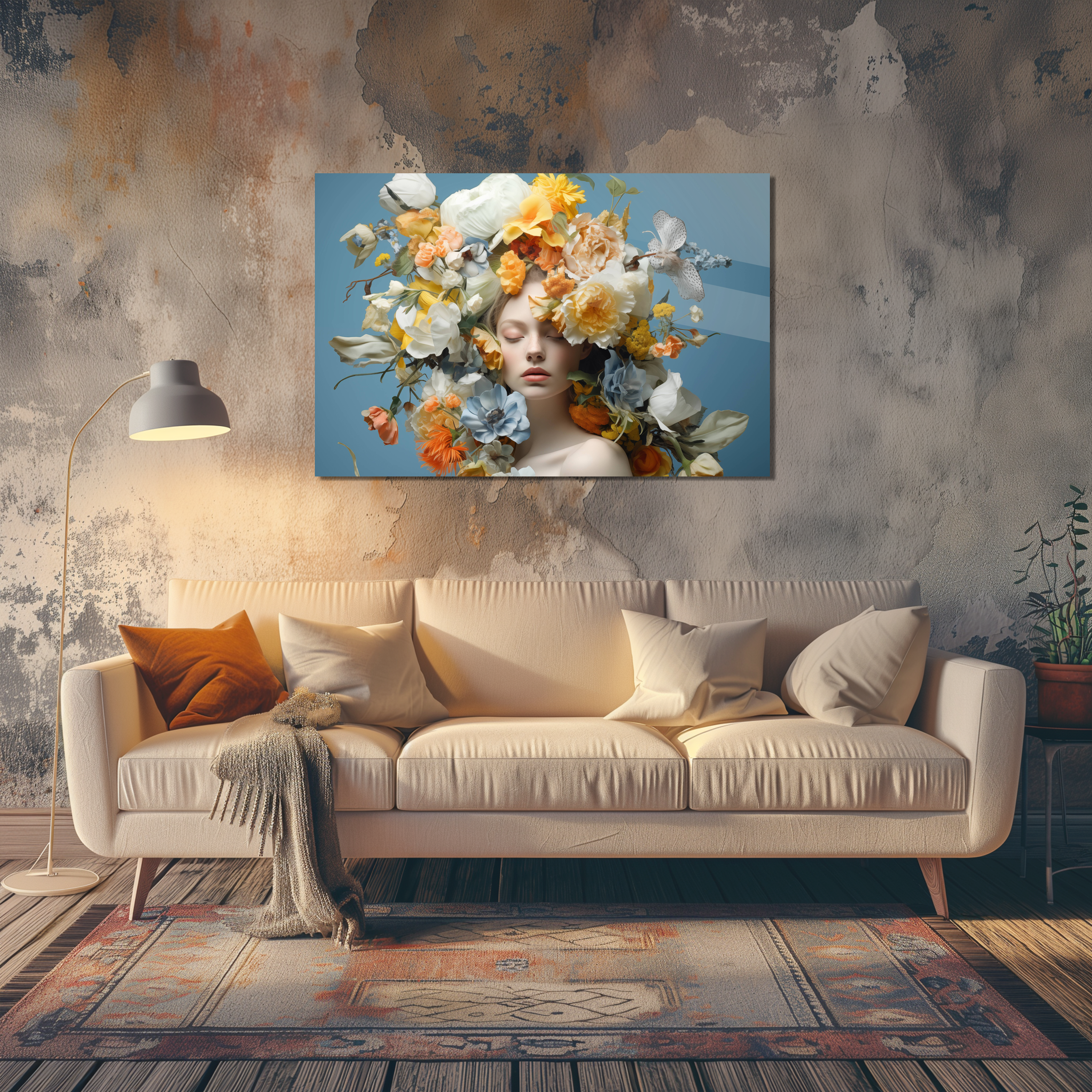 Glasschilderij - Exclusive - Liggend - Saffieren Symfonie