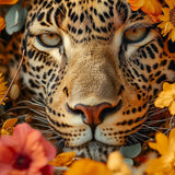 Glasschilderij - Exclusive - Liggend - Luipaardbloem's Blik Panter 150x100x0.4 cm