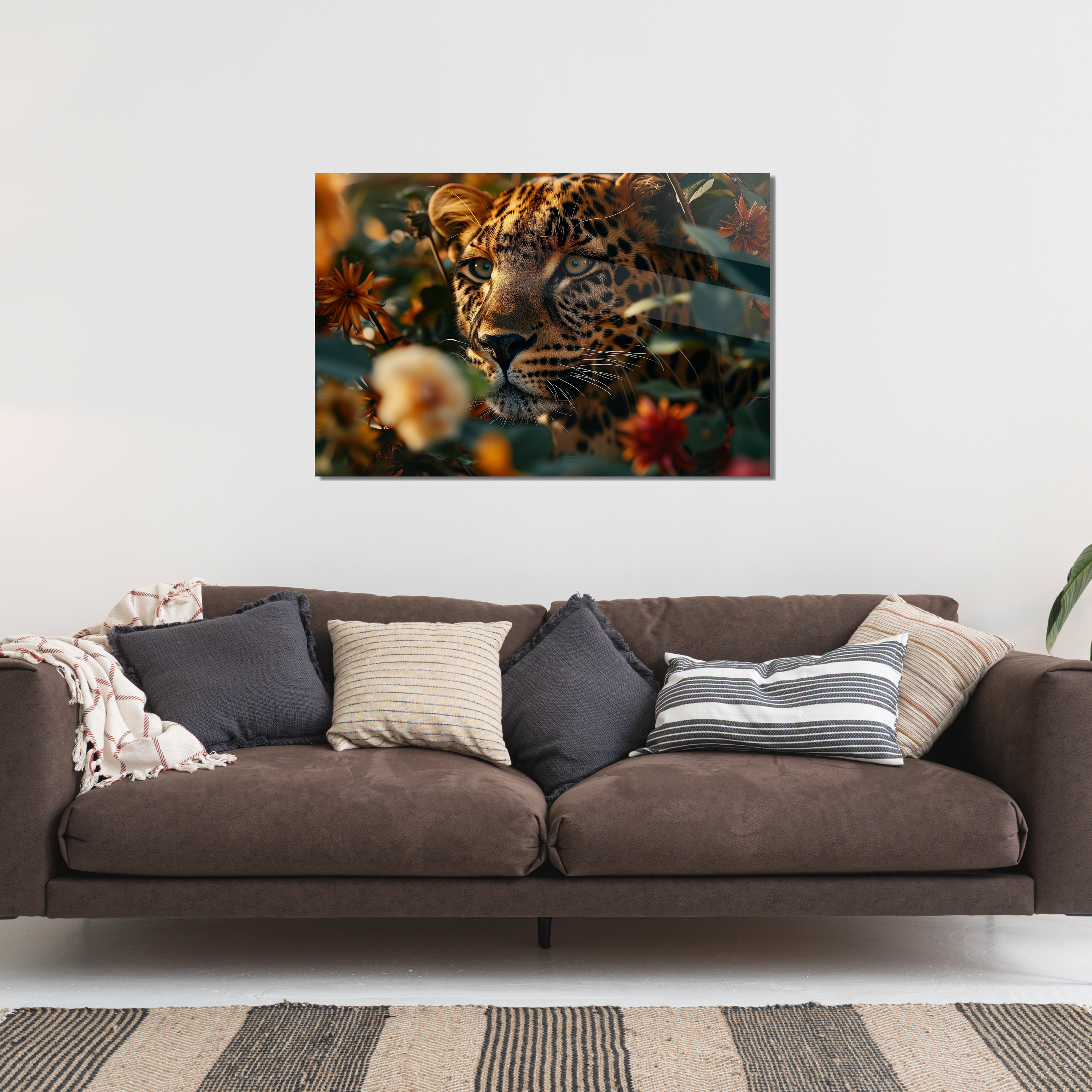 Glasschilderij - Exclusive - Liggend - Luipaard in Natuur