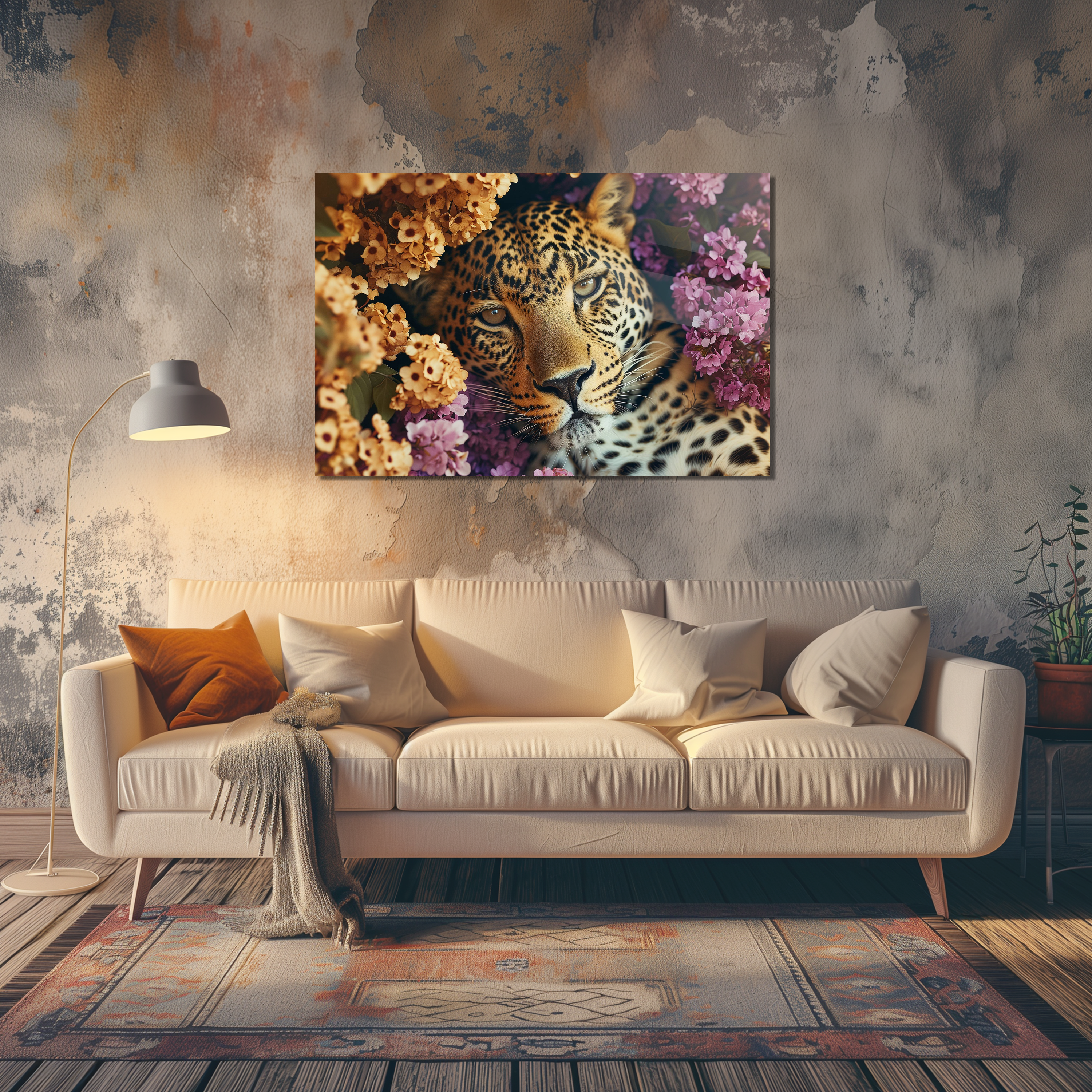 Glasschilderij - Exclusive - Liggend - Kroon van Kristal Panter