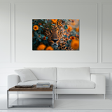 Glasschilderij - Exclusive - Liggend - Panter met Bloemen Sara