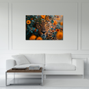 Glasschilderij - Exclusive - Liggend - Panter met Bloemen Sara