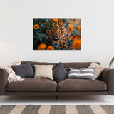 Glasschilderij - Exclusive - Liggend - Panter met Bloemen Sara