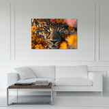 Glasschilderij - Exclusive - Liggend - Florale Camouflage Panter