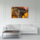 Glasschilderij - Exclusive - Liggend - Florale Camouflage Panter