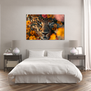 Glasschilderij - Exclusive - Liggend - Florale Camouflage Panter