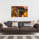 Glasschilderij - Exclusive - Liggend - Florale Camouflage Panter