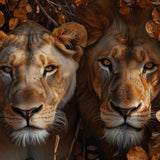 Glasschilderij - Exclusive - Liggend - Leeuwenliefde Bloeiende Brul 150x100x0.4 cm