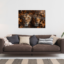 Glasschilderij - Exclusive - Liggend - Leeuwenliefde Bloeiende Brul