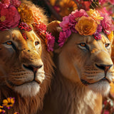 Glasschilderij - Exclusive - Liggend - Leeuwenliefde Fluisteraar 150x100x0.4 cm