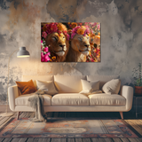 Glasschilderij - Exclusive - Liggend - Leeuwenliefde Fluisteraar