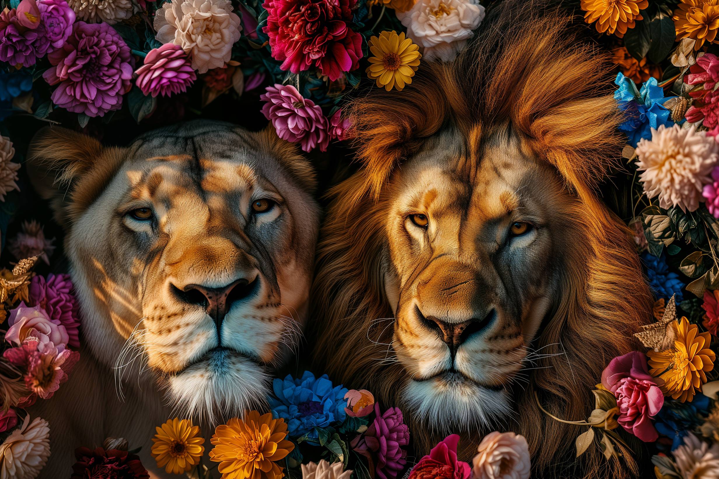 Glasschilderij - Exclusive - Liggend - Leeuwenliefde Robijn 150x100x0.4 cm