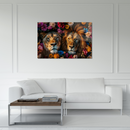 Glasschilderij - Exclusive - Liggend - Leeuwenliefde Robijn