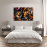 Glasschilderij - Exclusive - Liggend - Leeuwenliefde Robijn