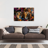 Glasschilderij - Exclusive - Liggend - Leeuwenliefde Robijn