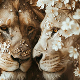 Glasschilderij - Exclusive - Liggend - Leeuwenliefde Juwelentuin 150x100x0.4 cm