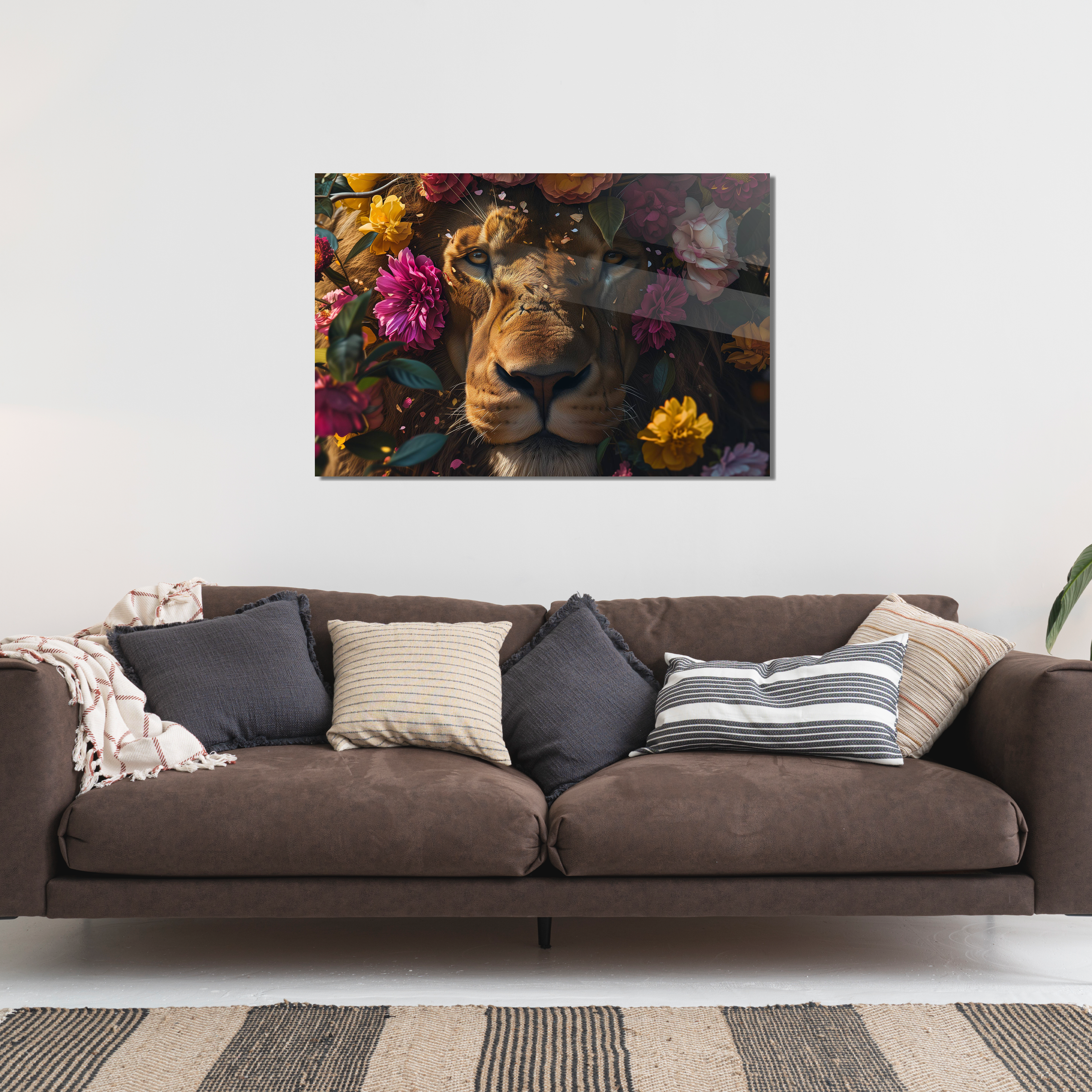 Glasschilderij - Exclusive - Liggend - De Leeuw en zijn Lente