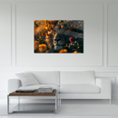 Glasschilderij - Exclusive - Liggend - De Bloemenkoning Leeuw