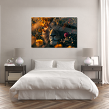 Glasschilderij - Exclusive - Liggend - De Bloemenkoning Leeuw