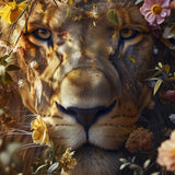 Glasschilderij - Exclusive - Liggend - De Zonnekoning Leeuw 150x100x0.4 cm