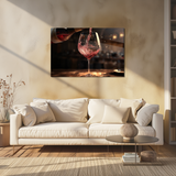 Glasschilderij - Exclusive - Liggend - Glas Rode Wijn Chique