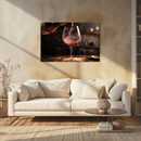 Glasschilderij - Exclusive - Liggend - Glas Rode Wijn Chique