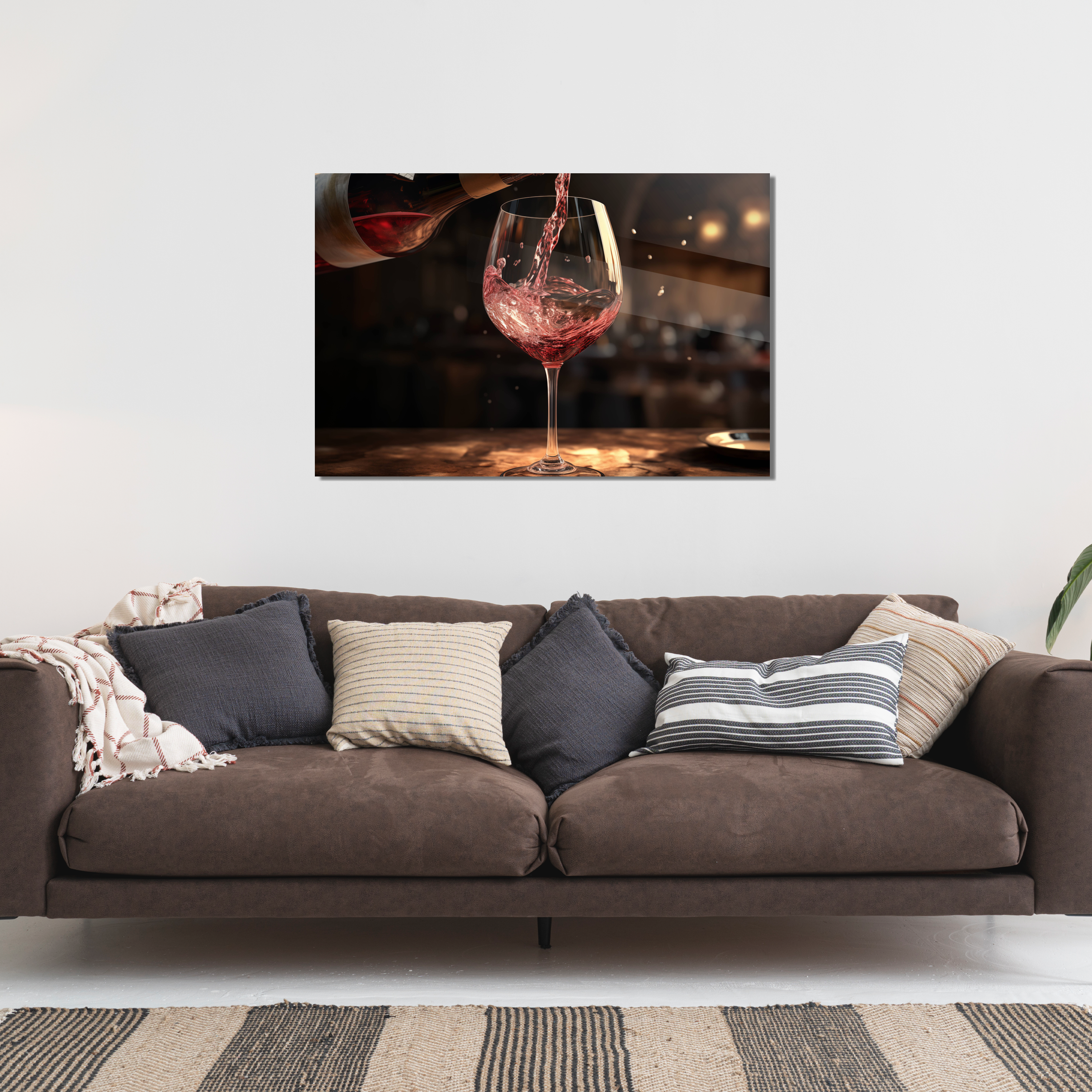 Glasschilderij - Exclusive - Liggend - Glas Rode Wijn Chique