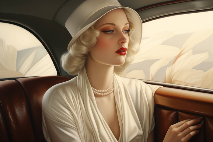Glasschilderij - Exclusive - Liggend - Luxury Classic Car WaterColor